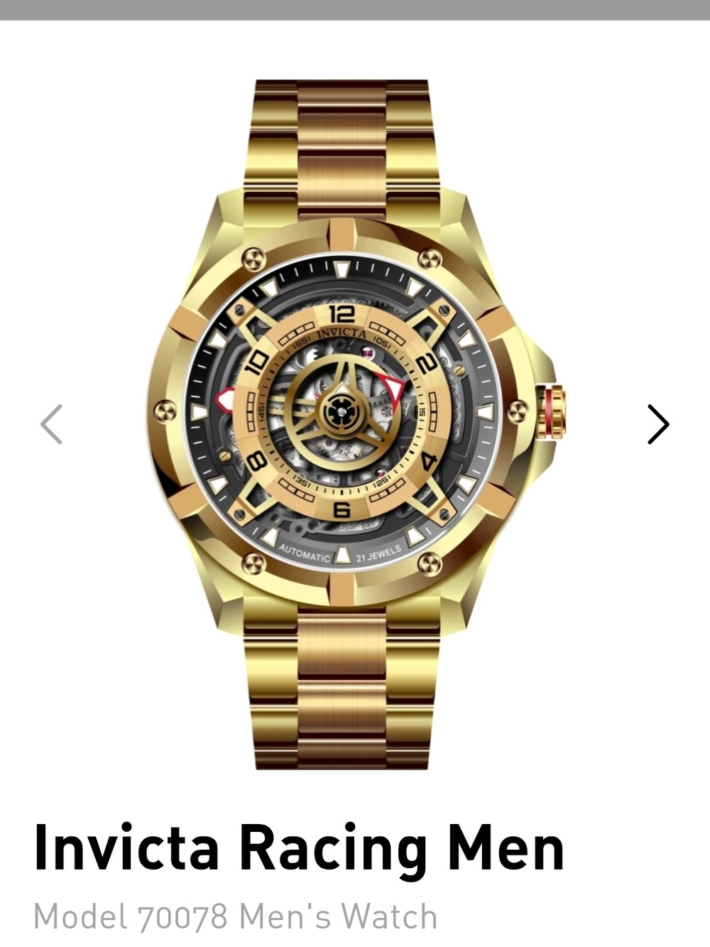 Invicta Gold and Black Skeleton Dial Men's Watch